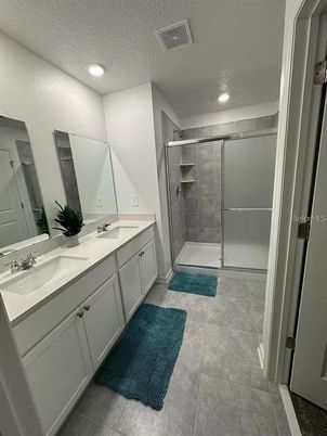 Bathroom, Dual Sink Vanities, Glass Shower, Interior, Recessed Lighting