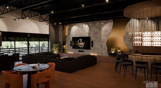 Fireplace, Interior, Living room, Pendant Lights, Recessed Lighting, Wood Texture Flooring