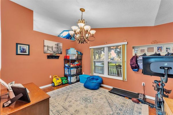 Chandelier, Fitness Equipment, Interior, Wood Texture Flooring