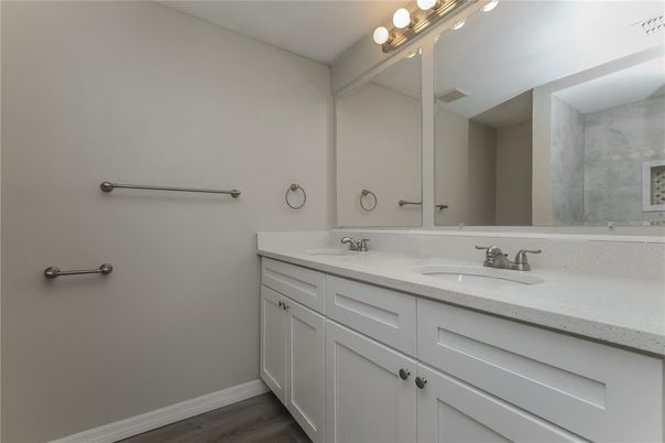Bathroom, Dual Sink Vanities, Interior, Wood Texture Flooring