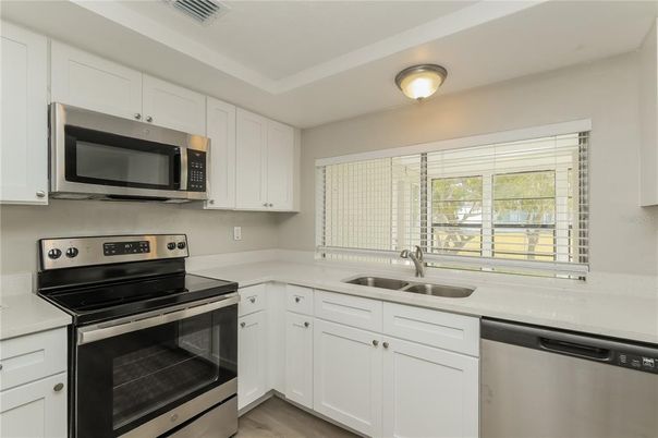 Interior, Kitchen, Stainless Steel Appliances, Wood Texture Flooring
