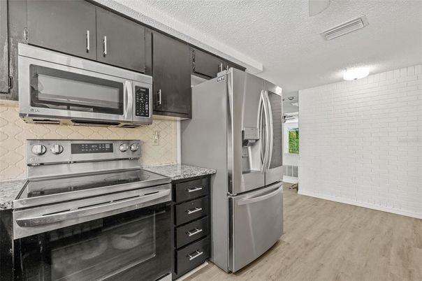 Interior, Kitchen, Stainless Steel Appliances, Wood Texture Flooring