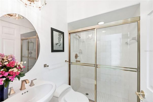Bathroom, Glass Shower, Interior, Recessed Lighting
