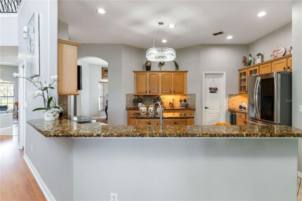 Interior, Kitchen, Pendant Lights, Recessed Lighting, Wood Texture Flooring