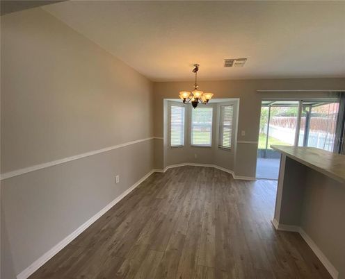 Chandelier, Empty room, Interior, Wood Texture Flooring
