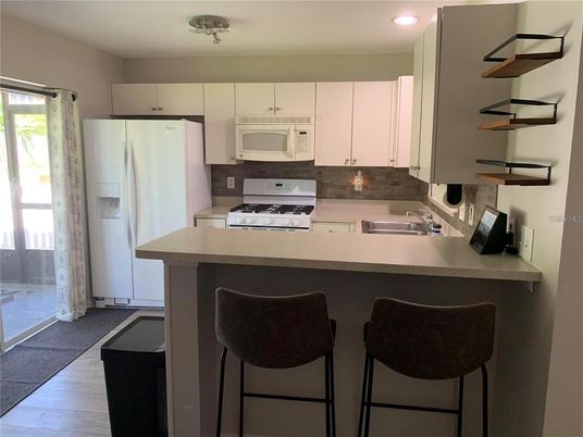 Interior, Kitchen, Recessed Lighting, Wood Texture Flooring
