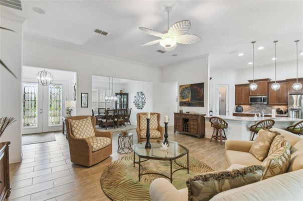 Dining room, Interior, Kitchen, Living room, Pendant Lights, Recessed Lighting, Wood Texture Flooring