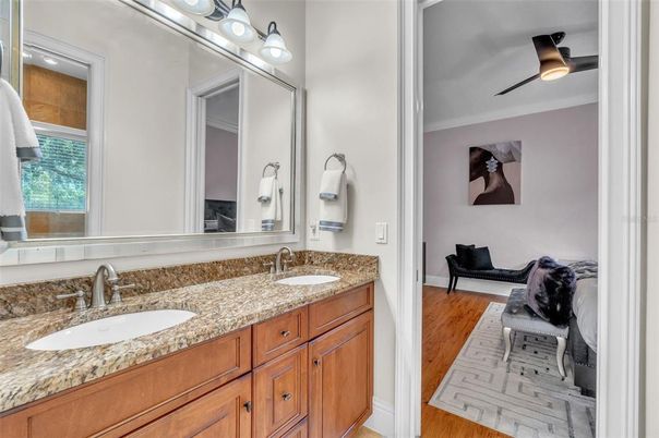 Bathroom, Dual Sink Vanities, Interior, Wood Texture Flooring