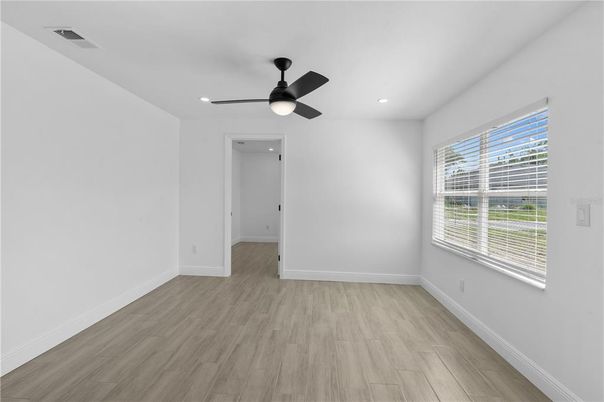 Empty room, Interior, Recessed Lighting, Wood Texture Flooring