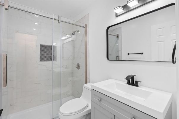 Bathroom, Glass Shower, Interior, Marble Walls