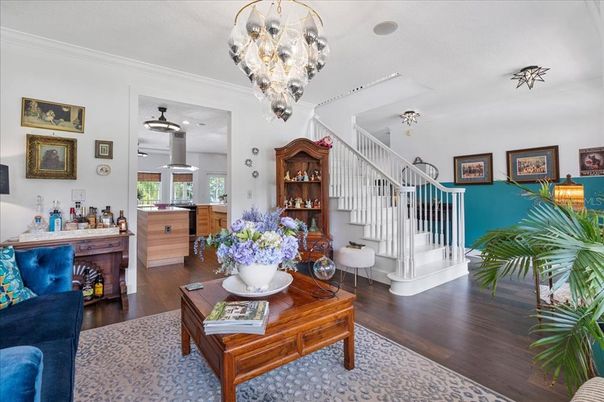 Chandelier, Interior, Wood Texture Flooring