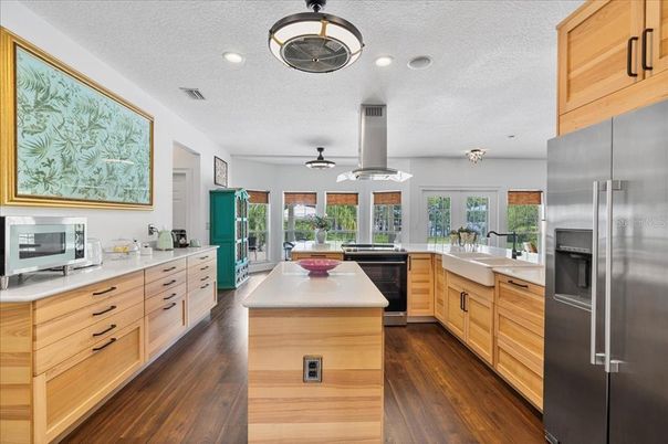 Interior, Kitchen, Recessed Lighting, Wood Texture Flooring