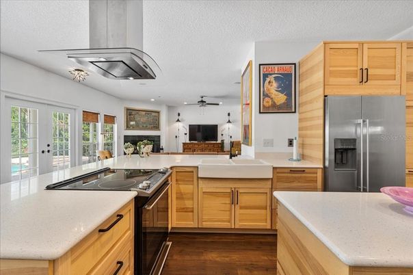 Interior, Kitchen, Recessed Lighting, Wood Texture Flooring