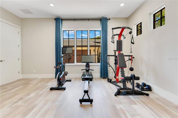 Fitness Equipment, Interior, Recessed Lighting, Wood Texture Flooring