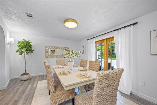 Dining room, Interior, Wood Texture Flooring