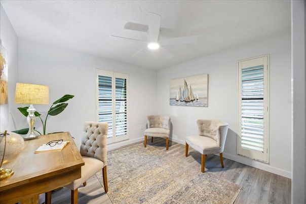Home Office, Interior, Recessed Lighting, Wood Texture Flooring