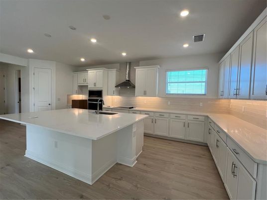 Interior, Kitchen, Recessed Lighting, Wood Texture Flooring