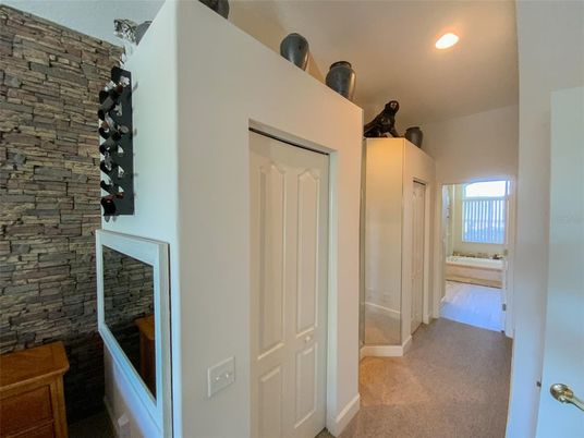 Bathroom, Interior, Recessed Lighting, Stone Walls
