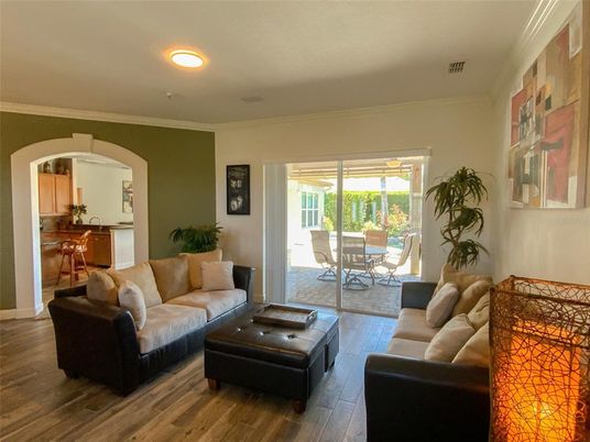 Interior, Living room, Recessed Lighting, Wood Texture Flooring