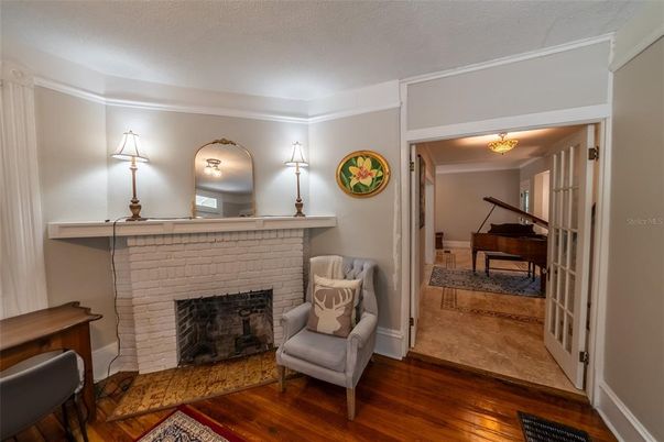 Fireplace, Interior, Piano, Wood Texture Flooring