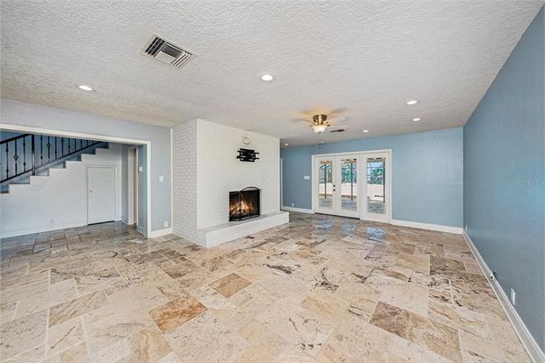 Empty room, Fireplace, Interior, Recessed Lighting