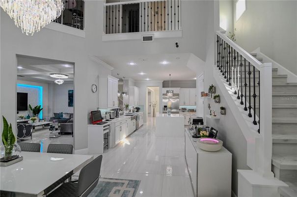 Chandelier, Dining room, Interior, Kitchen, Recessed Lighting