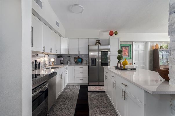 Interior, Kitchen, Stainless Steel Appliances, Wood Texture Flooring