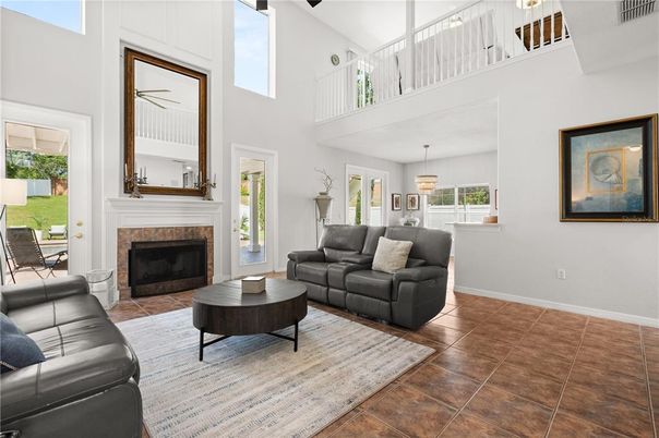 Fireplace, Interior, Living room, Pendant Lights