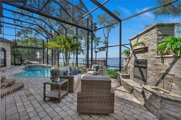 Fireplace, Glass Ceilings, Interior, Pool, Sun Room, Water