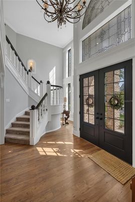 Chandelier, Interior, Wood Texture Flooring