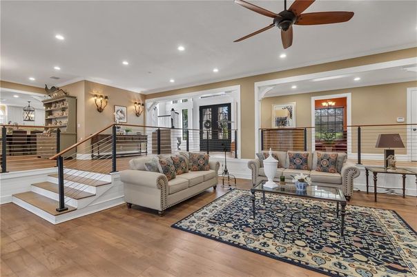 Interior, Living room, Recessed Lighting, Wood Texture Flooring