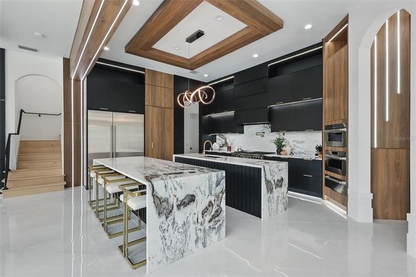 Interior, Kitchen, Pendant Lights, Recessed Lighting, Stainless Steel Appliances
