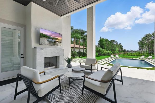Exterior, Fireplace, Marble, Pool