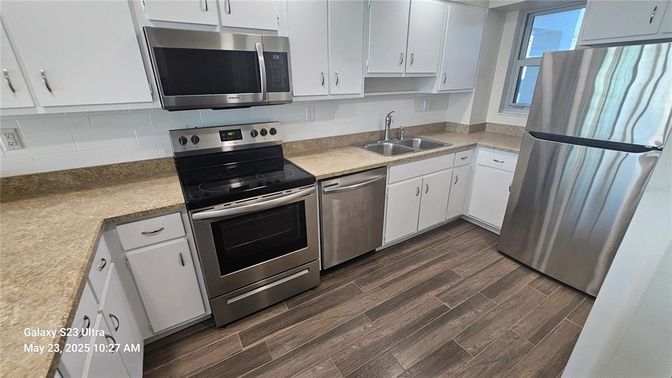 Interior, Kitchen, Stainless Steel Appliances, Wood Texture Flooring