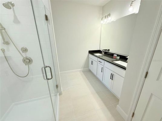 Bathroom, Dual Sink Vanities, Glass Shower, Interior