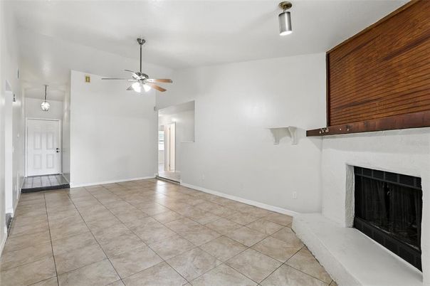 Empty room, Fireplace, Interior, Pendant Lights