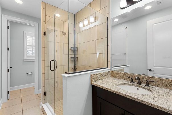 Bathroom, Glass Shower, Interior, Recessed Lighting