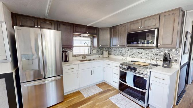 Interior, Kitchen, Stainless Steel Appliances, Wood Texture Flooring