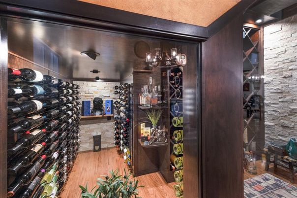 Interior, Stone Walls, Wine Storage, Wood Texture Flooring