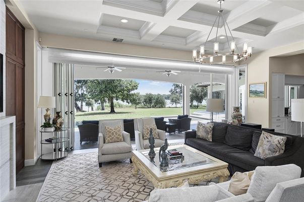 Chandelier, Interior, Living room, Pendant Lights, Recessed Lighting, Wood Texture Flooring