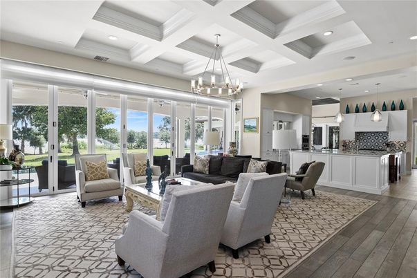 Chandelier, Interior, Kitchen, Living room, Pendant Lights, Recessed Lighting, Wood Texture Flooring