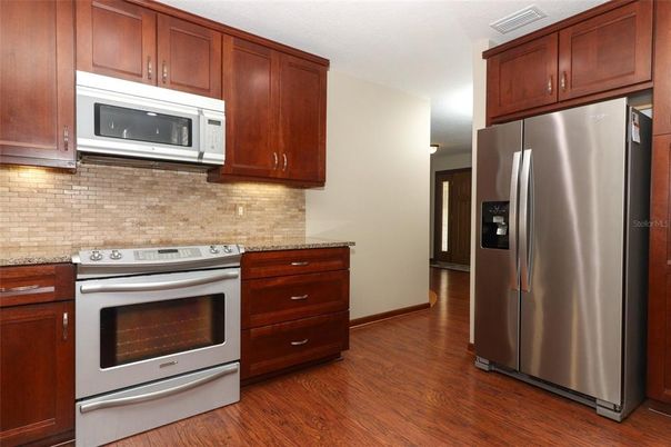 Interior, Kitchen, Stainless Steel Appliances, Wood Texture Flooring