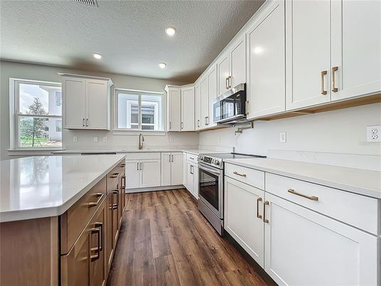 Interior, Kitchen, Recessed Lighting, Wood Texture Flooring
