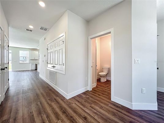 Bathroom, Interior, Recessed Lighting, Wood Texture Flooring
