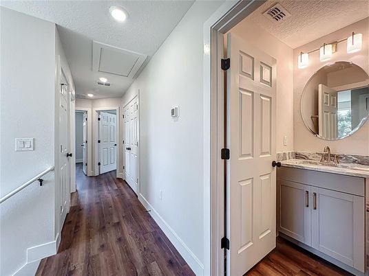 Bathroom, Interior, Recessed Lighting, Wood Texture Flooring