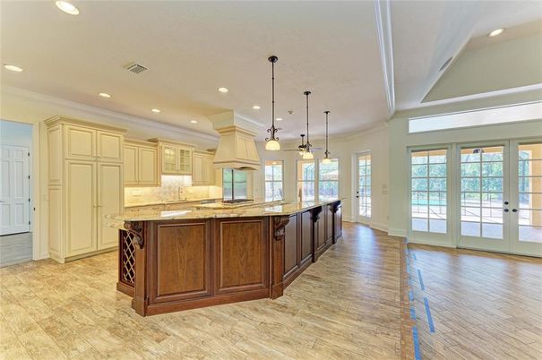 Interior, Kitchen, Pendant Lights, Recessed Lighting, Wood Texture Flooring