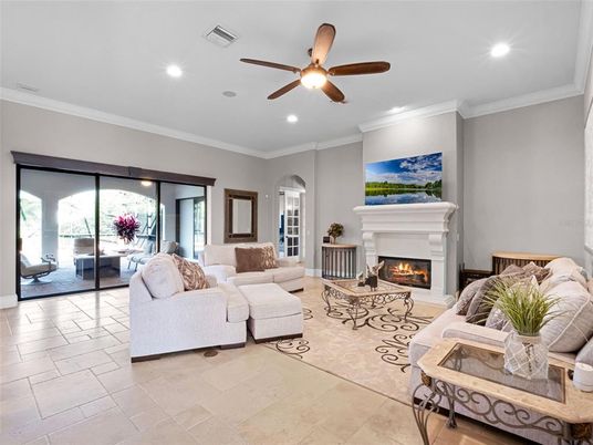 Fireplace, Interior, Living room, Recessed Lighting