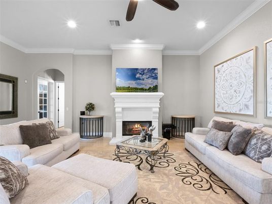 Fireplace, Interior, Living room, Recessed Lighting