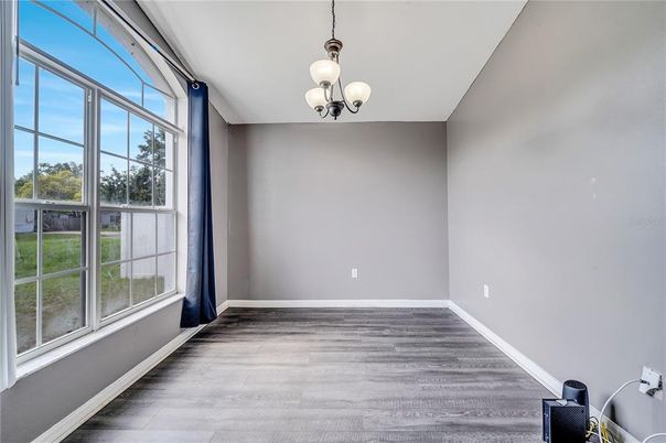 Empty room, Interior, Pendant Lights, Wood Texture Flooring