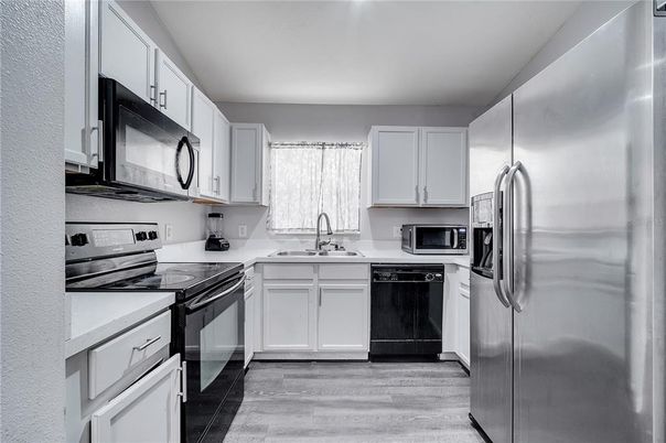 Interior, Kitchen, Stainless Steel Appliances, Wood Texture Flooring